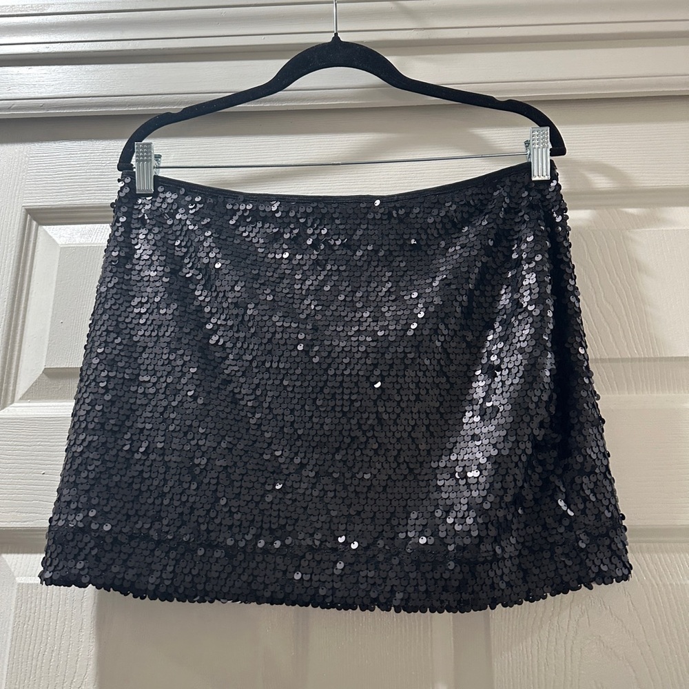 Express Shimmering Black Mini Skirt